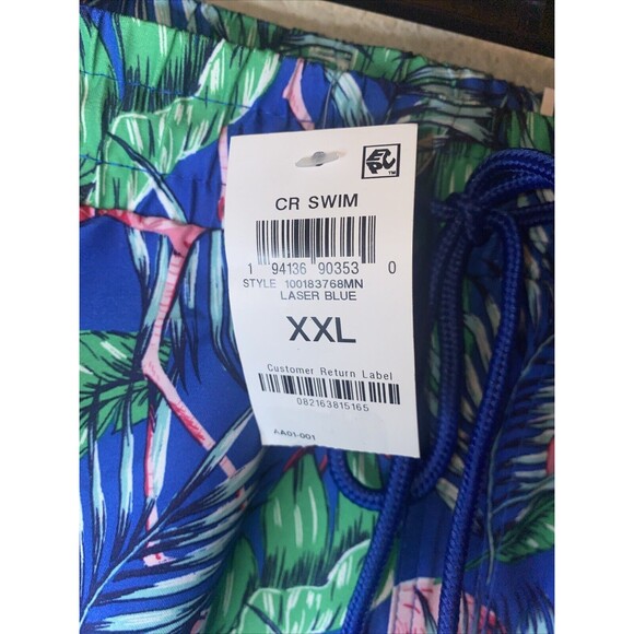CLUB ROOM Men Tropical Flamingos Floral Swim Trunks Shorts 2XL XXL Hawaiian New - Picture 3 of 9